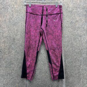 Nike Pants Women Small Pink Athletic Training Dri fit Polyester Gym Leggings